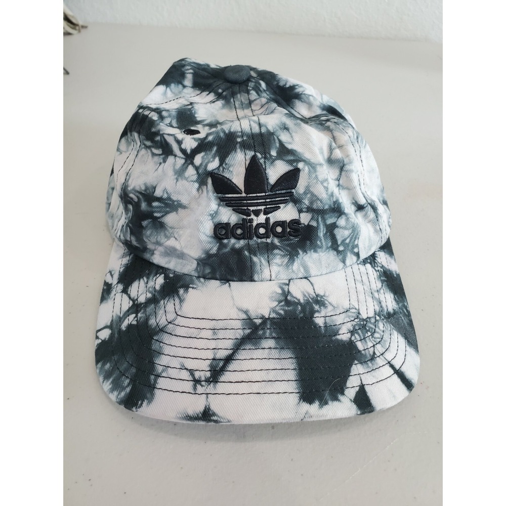 Adidas Tie Dye Cap Hat Adjustable Black + White Good Condition